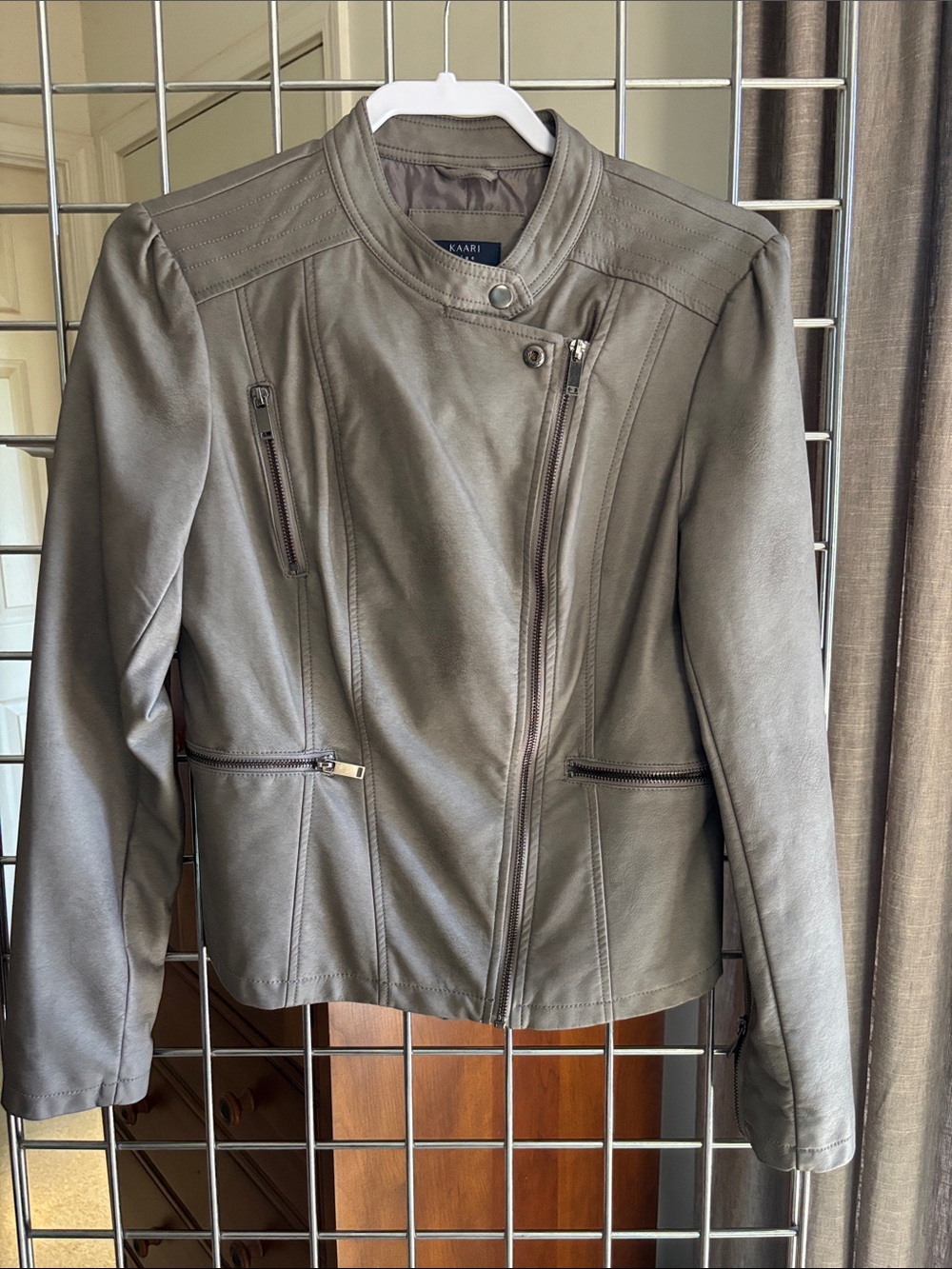 Kaari Blue Motorcycle Jacket in Imitation Leather